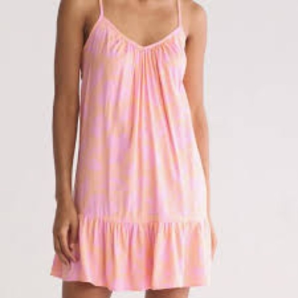 Billabong Sunny Daze Mini Dress in Floral Pink and Orange Color